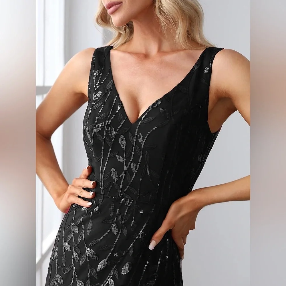 NWT Ever-Pretty Women's Double V-Neck Sleeveless Mermaid Evening Formal Dress - Picture 5 of 9